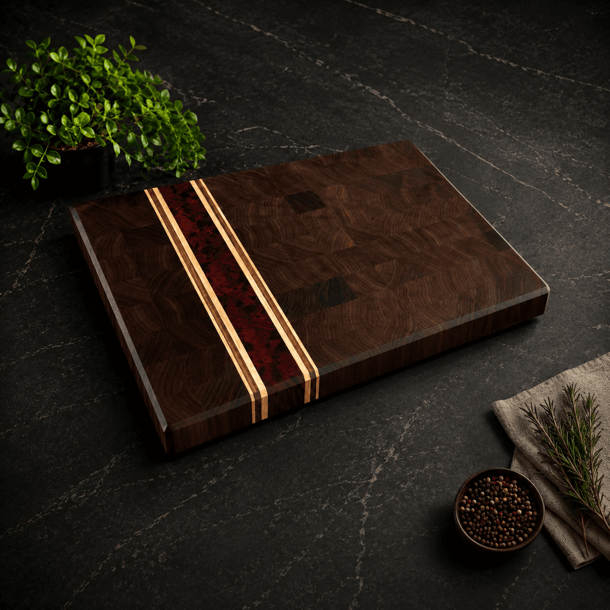 Walnut & Padauk Stripe End-Grain Cutting Board